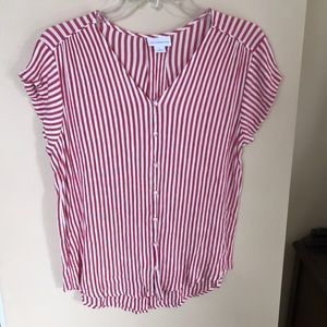 Liz Claiborne women’s striped short sleeve button down shirt size large